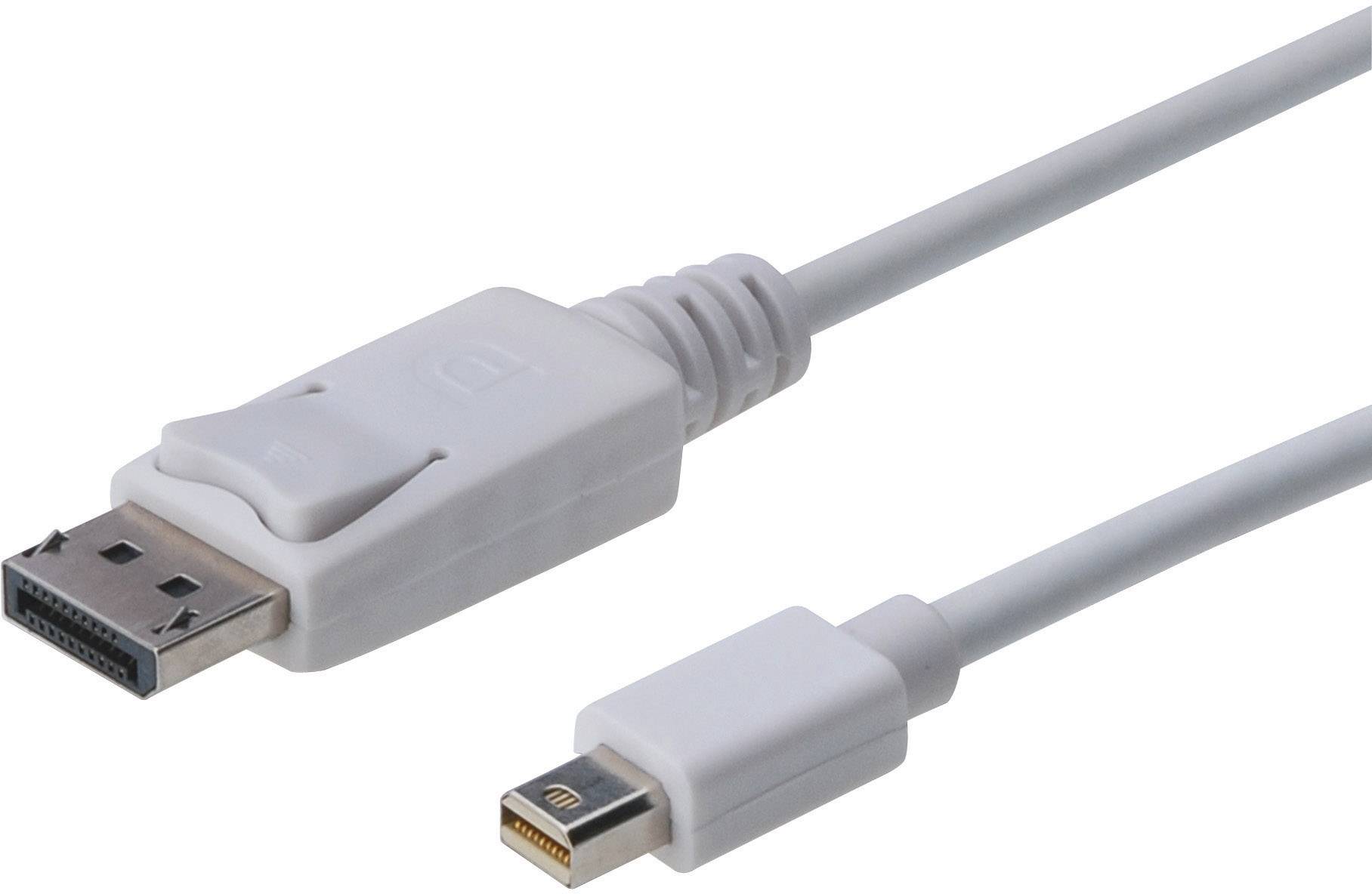 Digitus AK-340102-020-W DisplayPort-kabel Mini-displayport / DisplayPort Adapterkabel Mini DisplayPort-stekker, DisplayP