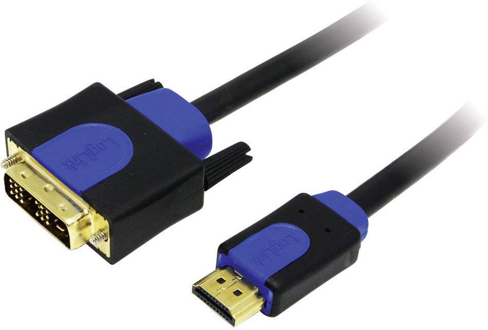 LogiLink CHB3103 DVI-kabel DVI / HDMI Adapterkabel DVI-D 18+1-polige stekker, HDMI-A-stekker 3.00 m Zwart Vergulde steek
