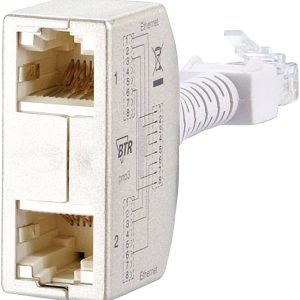 Metz Connect RJ45 Netwerk Y-adapter CAT 5 [2x RJ45-bus – 1x RJ45-stekker] Zilver