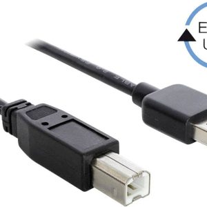 Delock 83358 USB-kabel USB 2.0 USB-A stekker, USB-B stekker 1.00 m Zwart Stekker past op beide manieren, Vergulde steekc Delock 83358 USB-kabel USB 2.0 USB-A stekker, USB-B stekker 1.00 m Zwart Stekker past op beide manieren, Vergulde steekc