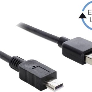 Delock 83364 USB-kabel USB 2.0 USB-A stekker, USB-mini-B stekker 3.00 m Zwart Stekker past op beide manieren, Vergulde s Delock 83364 USB-kabel USB 2.0 USB-A stekker, USB-mini-B stekker 3.00 m Zwart Stekker past op beide manieren, Vergulde s