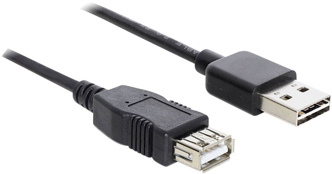 Delock 83370 USB-kabel USB 2.0 USB-A stekker, USB-A bus 1.00 m Zwart Stekker past op beide manieren, Vergulde steekconta