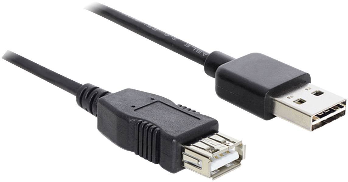 Delock 83373 USB-kabel USB 2.0 USB-A stekker, USB-A bus 5.00 m Zwart Stekker past op beide manieren, Vergulde steekconta