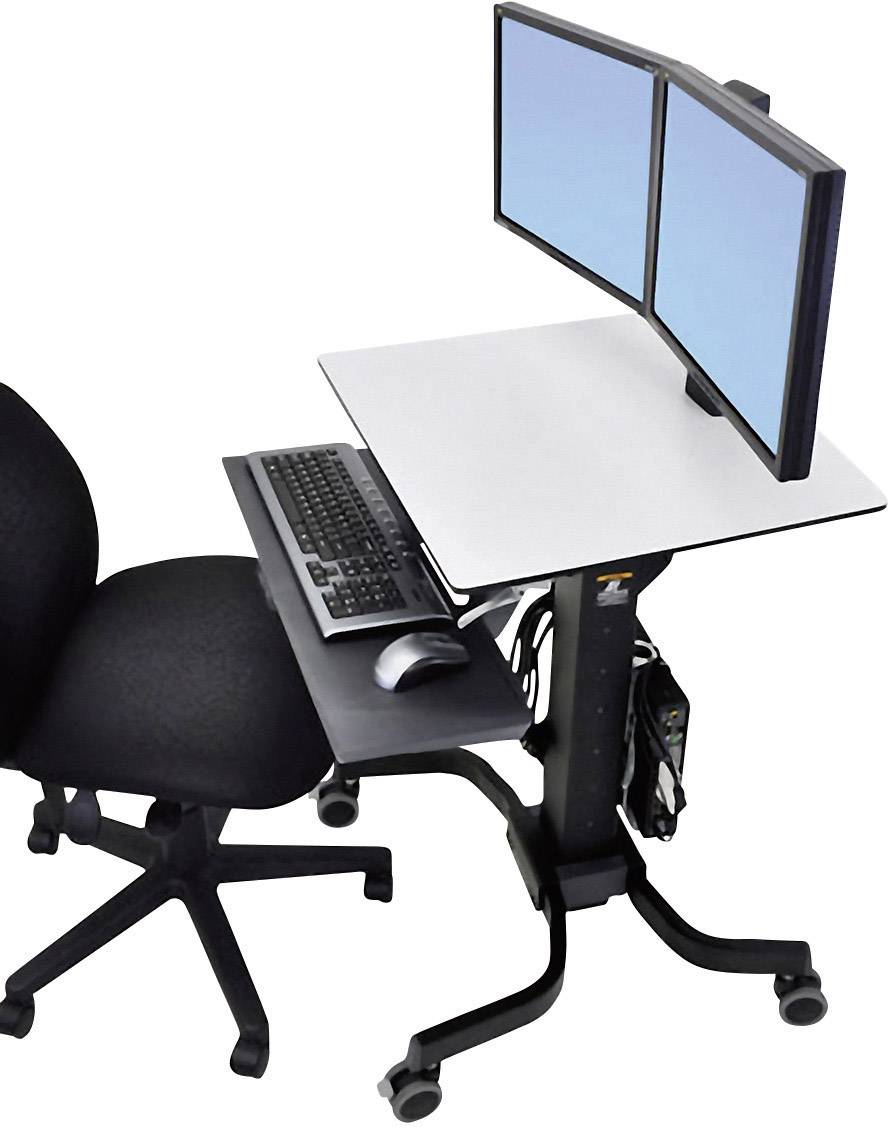 Ergotron WorkFit-C TV-wagen Aantal monteerbare displays: 2 Display(s) 25,4 cm (10") - 61 cm (24") Zwart, Grijs In hoogte