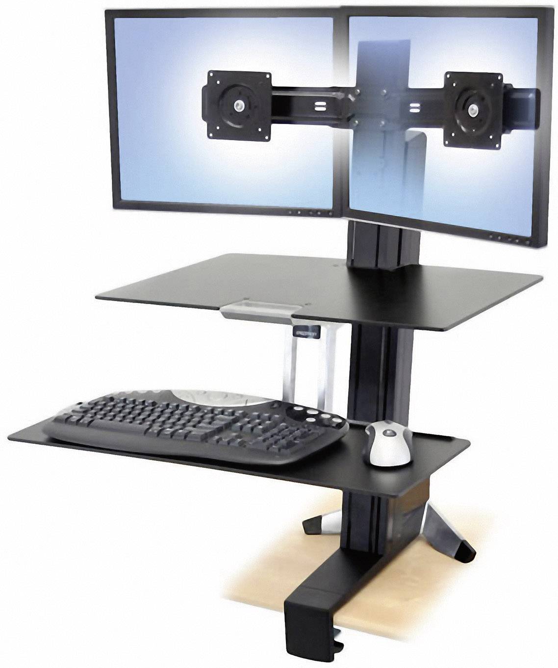 Ergotron WorkFit-S Monitor-tafelbeugel Aantal monteerbare displays: 2 Display(s) 25,4 cm (10") - 61 cm (24") Zwart, Alum