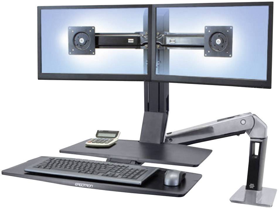 Ergotron WorkFit-A Monitor-tafelbeugel Aantal monteerbare displays: 2 Display(s) 25,4 cm (10") - 61 cm (24") Zwart, Alum