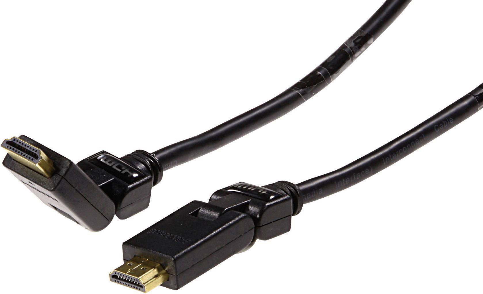 Schwaiger HDMW13053 HDMI-kabel HDMI Aansluitkabel HDMI-A-stekker, HDMI-A-stekker 1.30 m Zwart 4K UHD, Vergulde steekcont