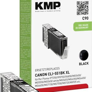 KMP Inktcartridge vervangt Canon CLI-551BK XL Compatibel Zwart C90 1520,0001 KMP Inktcartridge vervangt Canon CLI-551BK XL Compatibel Zwart C90 1520,0001