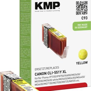 KMP Inktcartridge vervangt Canon CLI-551Y XL Compatibel Geel C93 101041210 KMP Inktcartridge vervangt Canon CLI-551Y XL Compatibel Geel C93 101041210