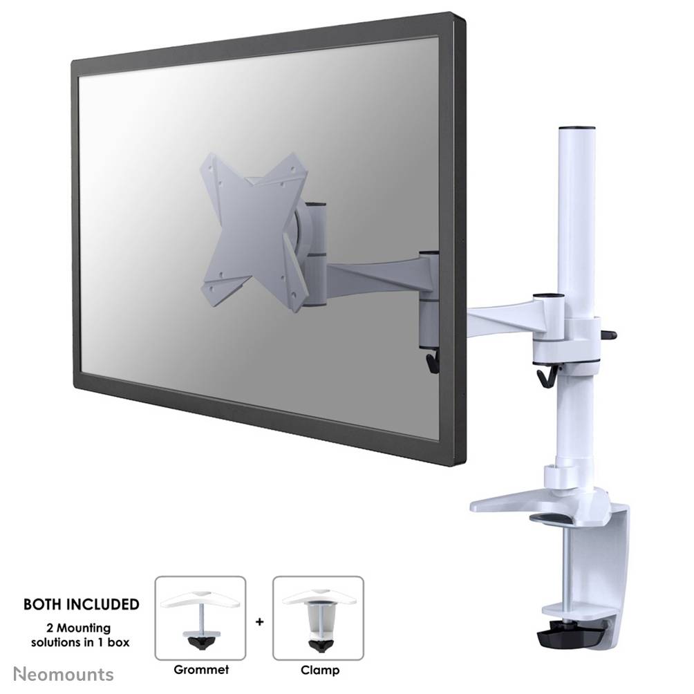 Neomounts FPMA-D1330WHITE Monitor-tafelbeugel Aantal monteerbare displays: 1 Display(s) 25,4 cm (10") - 76,2 cm (30") Wi