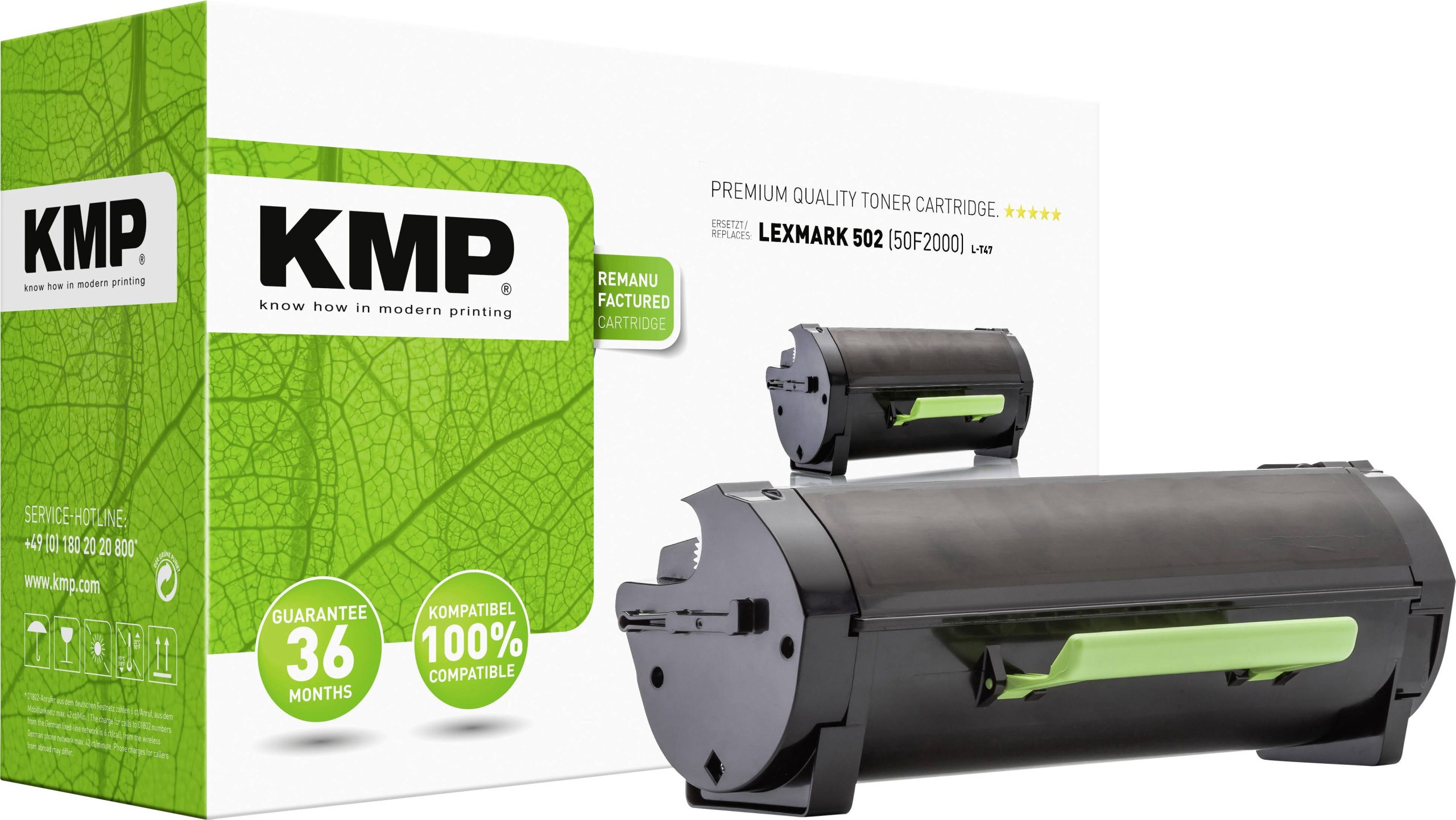 KMP Toner vervangt Lexmark 502, 50F2000 Compatibel Zwart 2000 bladzijden L-T47 1396,0000