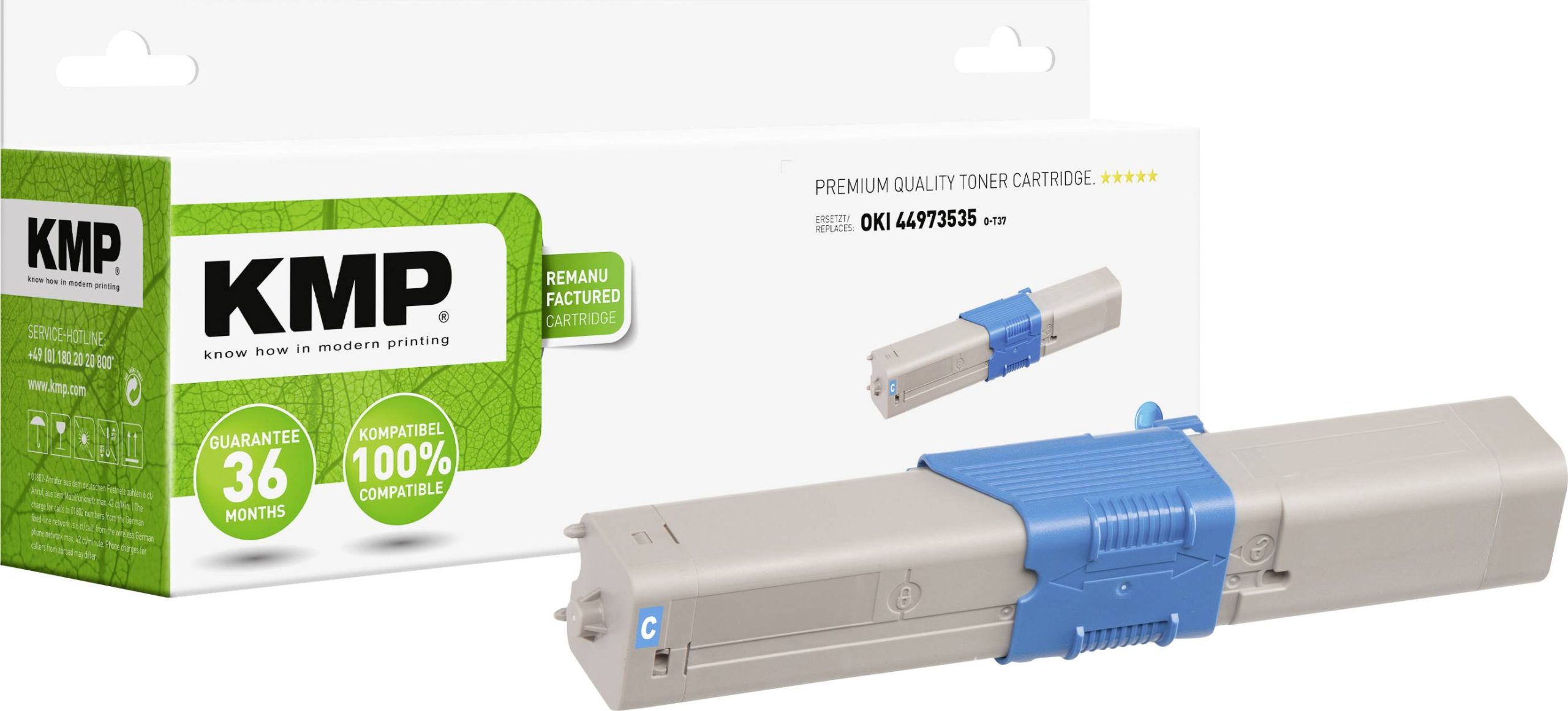KMP Toner vervangt OKI 44973535 Compatibel Cyaan 1500 bladzijden O-T37 3341,0003
