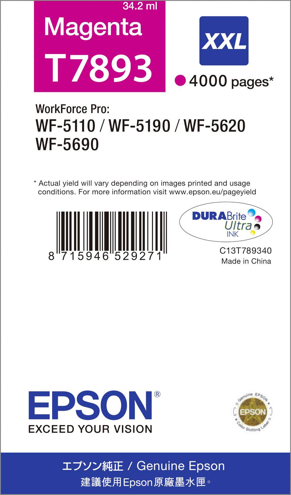 Epson Inktcartridge T7893 XXL Origineel Magenta C13T789340