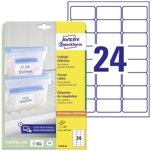 Avery-Zweckform L7970-25 Etiketten 63.5 x 33.9 mm Papier Wit 600 stuk(s) Permanent hechtend Diepvriesetiketten Laser, Ko Avery-Zweckform L7970-25 Etiketten 63.5 x 33.9 mm Papier Wit 600 stuk(s) Permanent hechtend Diepvriesetiketten Laser, Ko