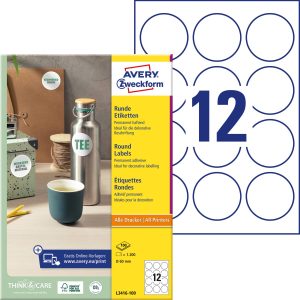 Avery-Zweckform L3416-100 Ø 60 mm Papier Wit 1200 stuk(s) Permanent hechtend Universele etiketten Inkt, Laser, Kopie 100 Avery-Zweckform L3416-100 Ø 60 mm Papier Wit 1200 stuk(s) Permanent hechtend Universele etiketten Inkt, Laser, Kopie 100