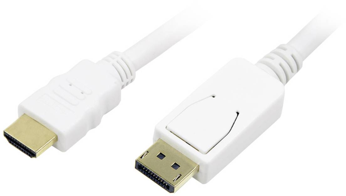 LogiLink CV0055 DisplayPort-kabel DisplayPort / HDMI Adapterkabel DisplayPort-stekker, HDMI-A-stekker 2.00 m Wit Verguld
