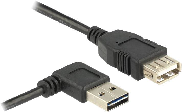 Delock 83551 USB-kabel USB 2.0 USB-A stekker, USB-A bus 1.00 m Zwart Stekker past op beide manieren, Vergulde steekconta