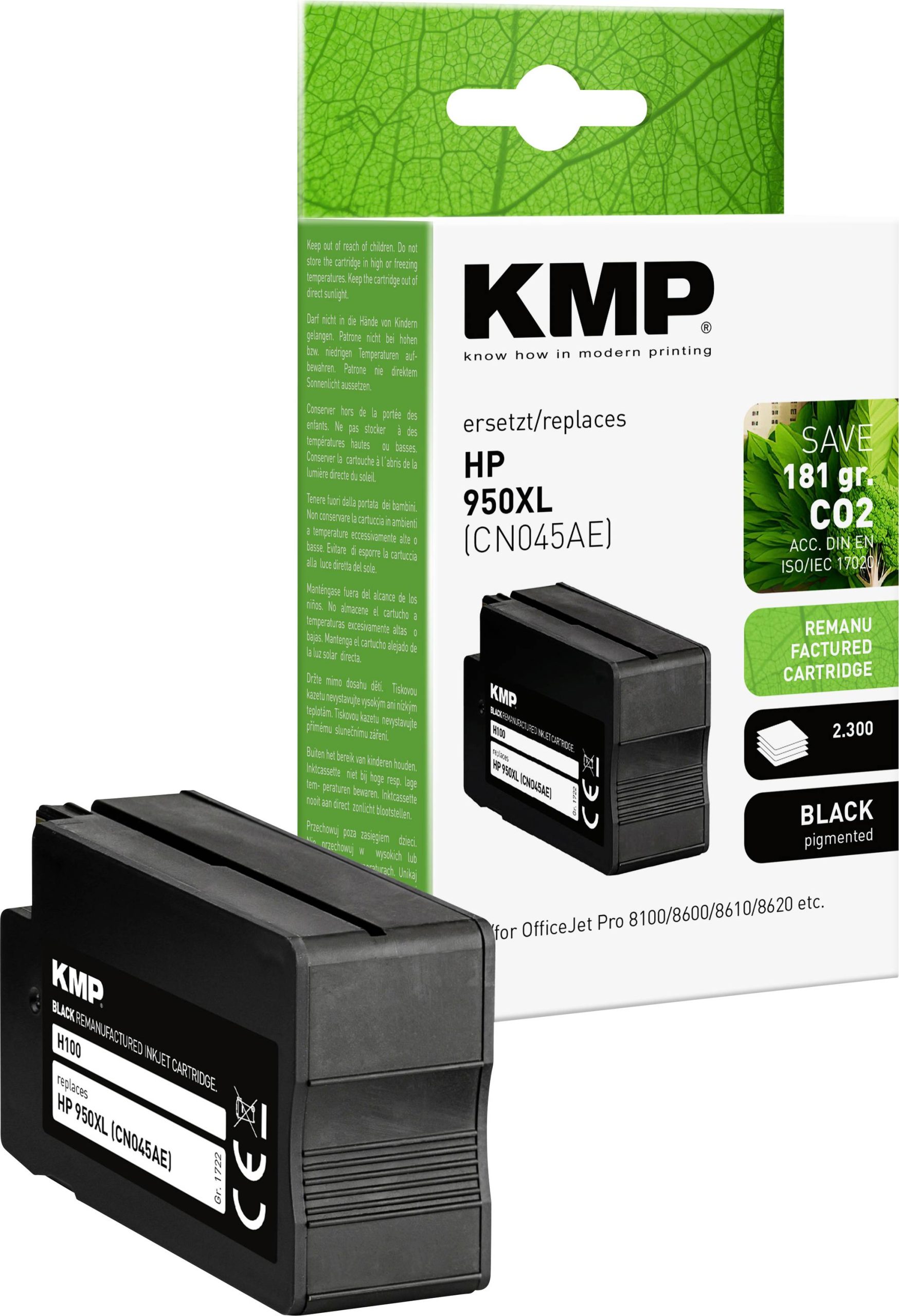 KMP Inktcartridge vervangt HP 950XL, CN045AE Compatibel Zwart H100 1722,4001