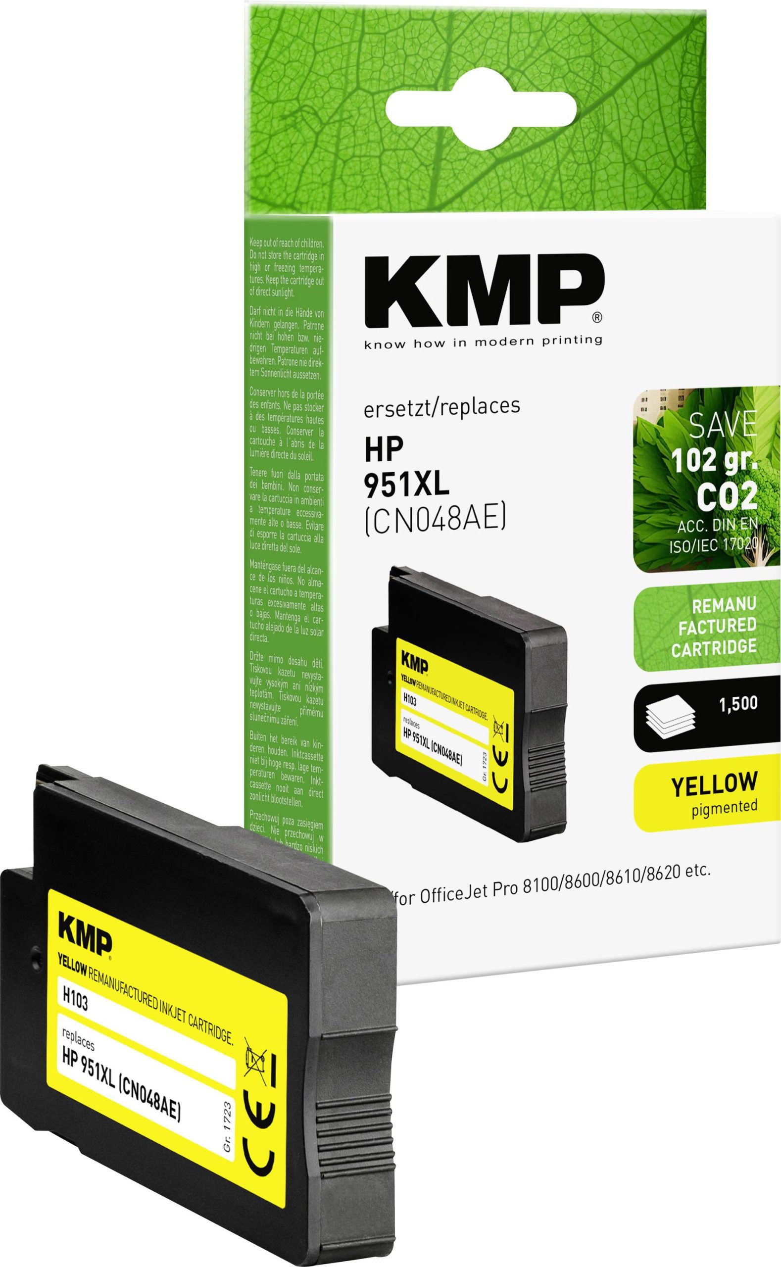 KMP Inktcartridge vervangt HP 951XL, CN048AE Compatibel Geel H103 1723,4009