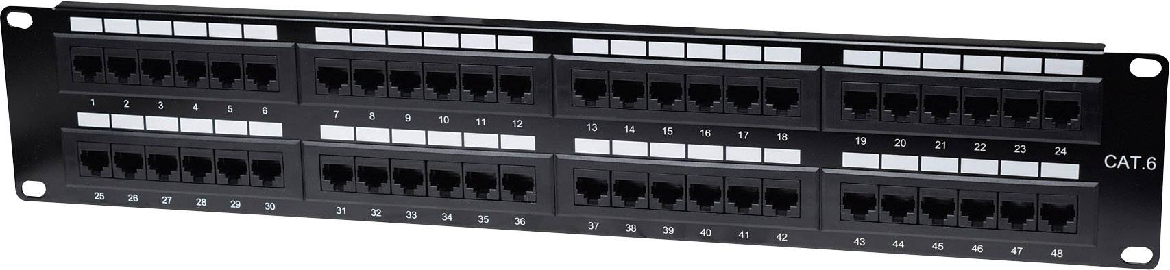 Intellinet 560283 48 poorten Netwerkpatchpaneel 483 mm (19") CAT 3, CAT 4, CAT 5, CAT 5e, CAT 6 2 HE Zwart Niet ingerich