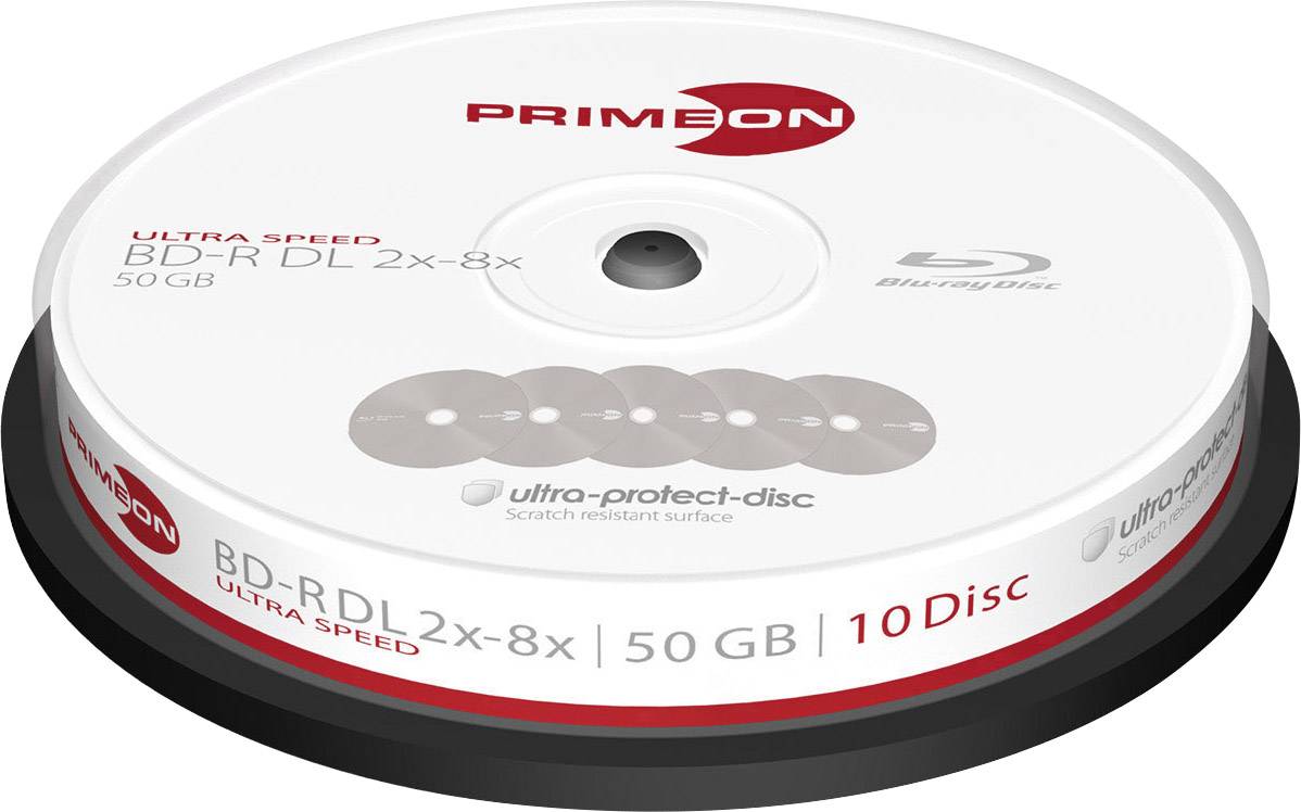 Primeon 2761311 Blu-ray BD-R DL disc 50 GB 10 stuk(s) Spindel Antikras-coating