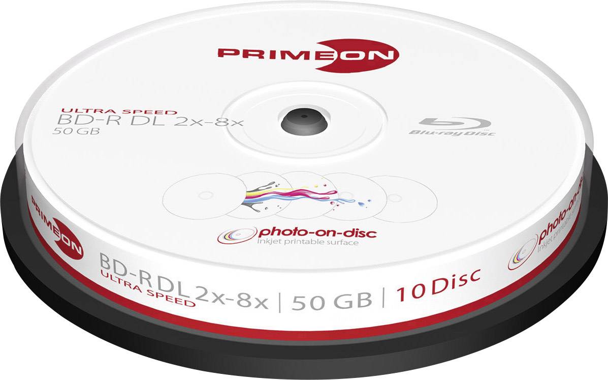 Primeon 2761312 Blu-ray BD-R DL disc 50 GB 10 stuk(s) Spindel Bedrukbaar