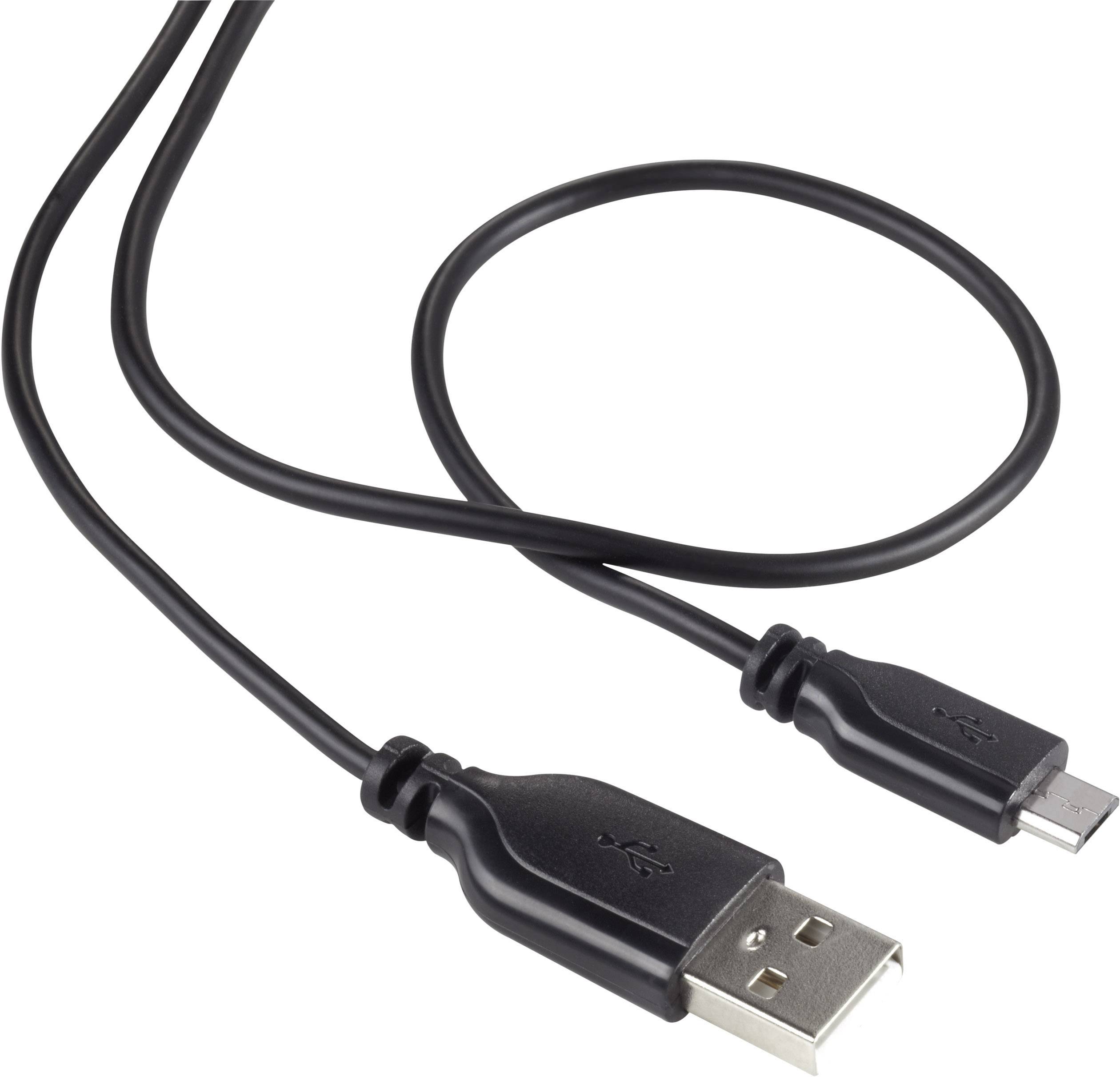 Renkforce RF-4032111 USB-kabel USB 2.0 USB-A stekker, USB-micro-B stekker 1.00 m Zwart SuperSoft-mantel