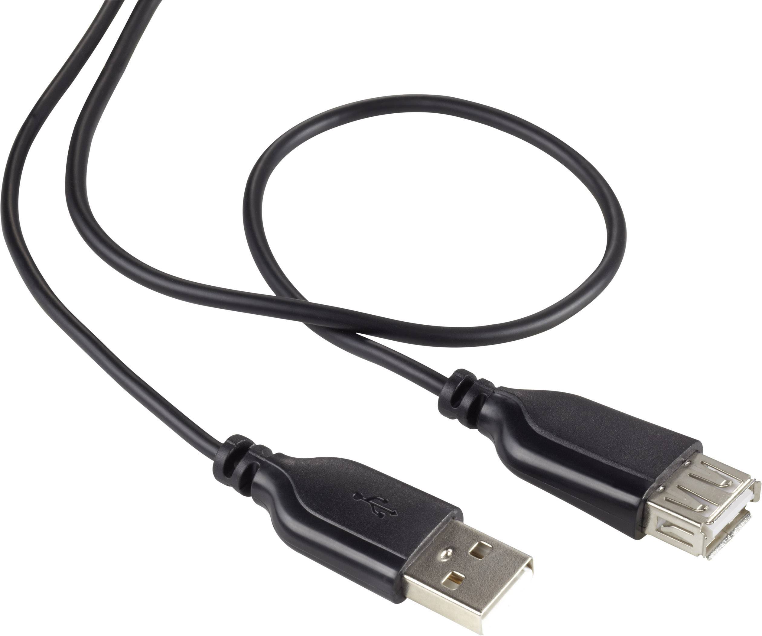 Renkforce RF-4080795 USB-kabel USB 2.0 USB-A stekker, USB-A bus 1.00 m Zwart SuperSoft-mantel