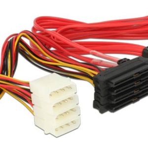 Delock HDD Aansluitkabel [1x Mini-SAS-stekker (SFF-8087) – 4x SATA-combi-stekker 15+7-polig, IDE-stroomstekker 4-polig]