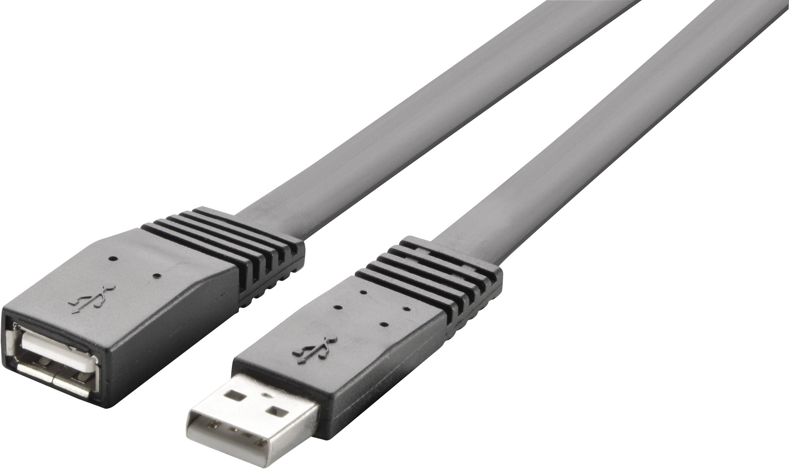 Renkforce RF-4087404 USB-kabel USB 2.0 USB-A stekker, USB-A bus 1.00 m Zwart Zeer flexibel