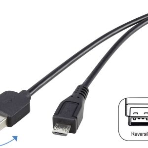 Renkforce RF-4096110 USB-kabel USB 2.0 USB-A stekker, USB-micro-B stekker 1.80 m Zwart Stekker past op beide manieren, V Renkforce RF-4096110 USB-kabel USB 2.0 USB-A stekker, USB-micro-B stekker 1.80 m Zwart Stekker past op beide manieren, V