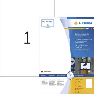 Herma 9501 210 x 297 mm Polyethyleen folie Wit 50 stuk(s) Permanent hechtend Folie-etiketten Herma 9501 210 x 297 mm Polyethyleen folie Wit 50 stuk(s) Permanent hechtend Folie-etiketten