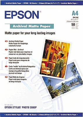 Epson Archival Matte Paper C13S041342 Fotopapier DIN A4 192 g/m² 50 vellen Mat