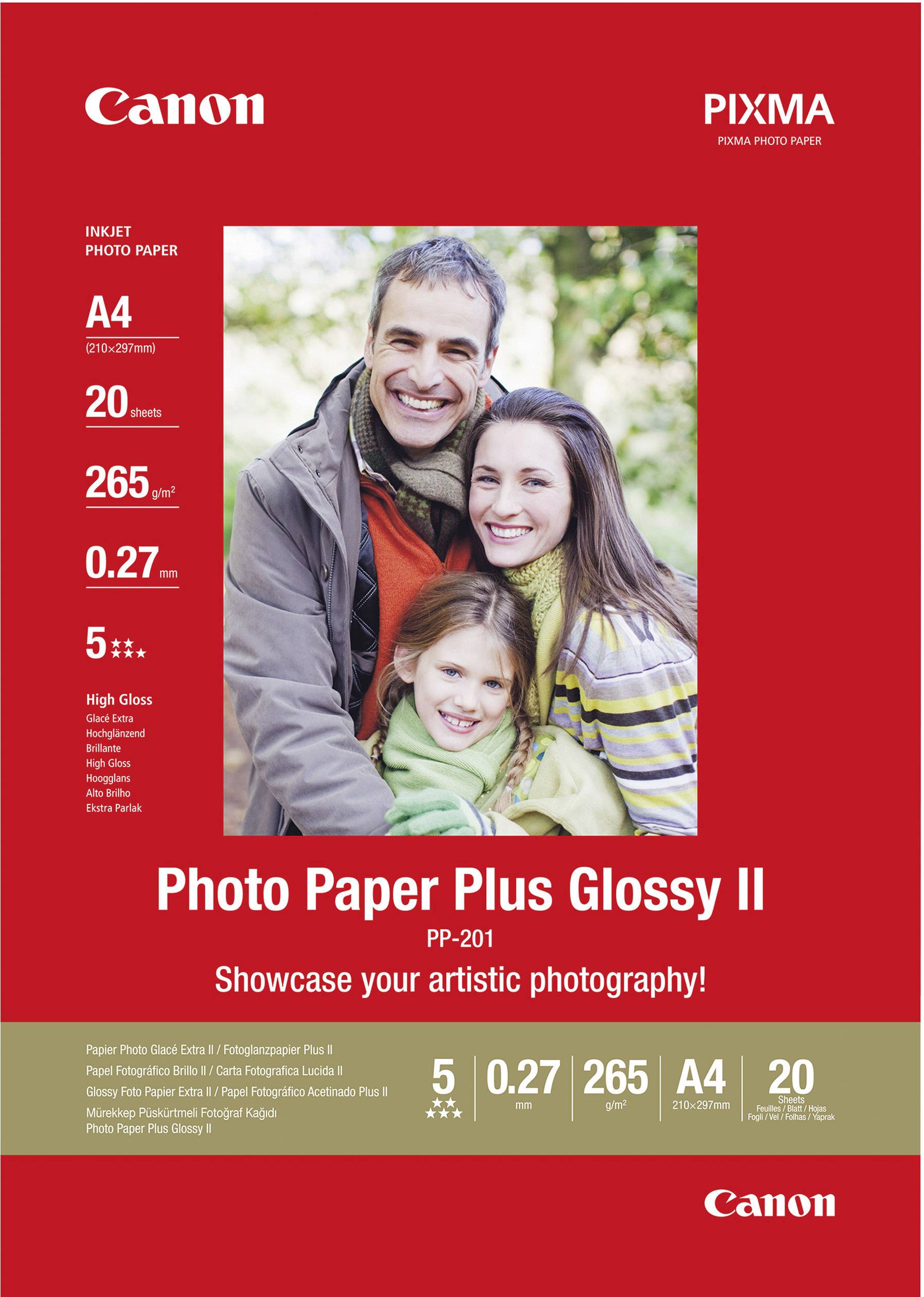 Canon Photo Paper Plus Glossy II PP-201 2311B019 Fotopapier DIN A4 265 g/m² 20 vellen Glanzend