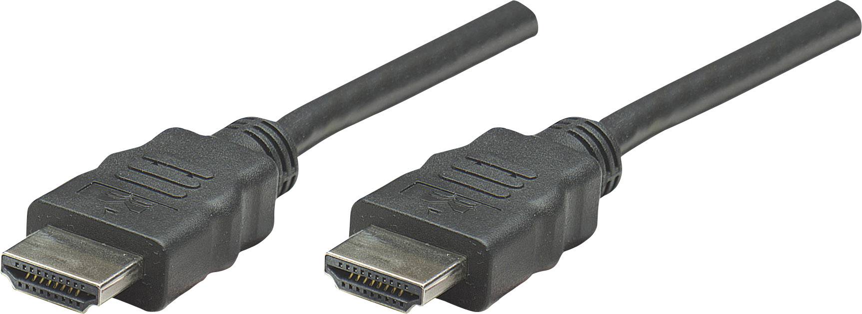 Manhattan 308816 HDMI-kabel HDMI Aansluitkabel HDMI-A-stekker, HDMI-A-stekker 1.00 m Zwart