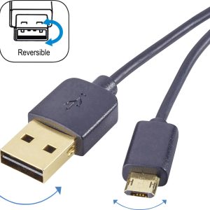 Renkforce RF-4139064 USB-kabel USB 2.0 USB-A stekker, USB-micro-B stekker 1.00 m Zwart Stekker past op beide manieren, V Renkforce RF-4139064 USB-kabel USB 2.0 USB-A stekker, USB-micro-B stekker 1.00 m Zwart Stekker past op beide manieren, V