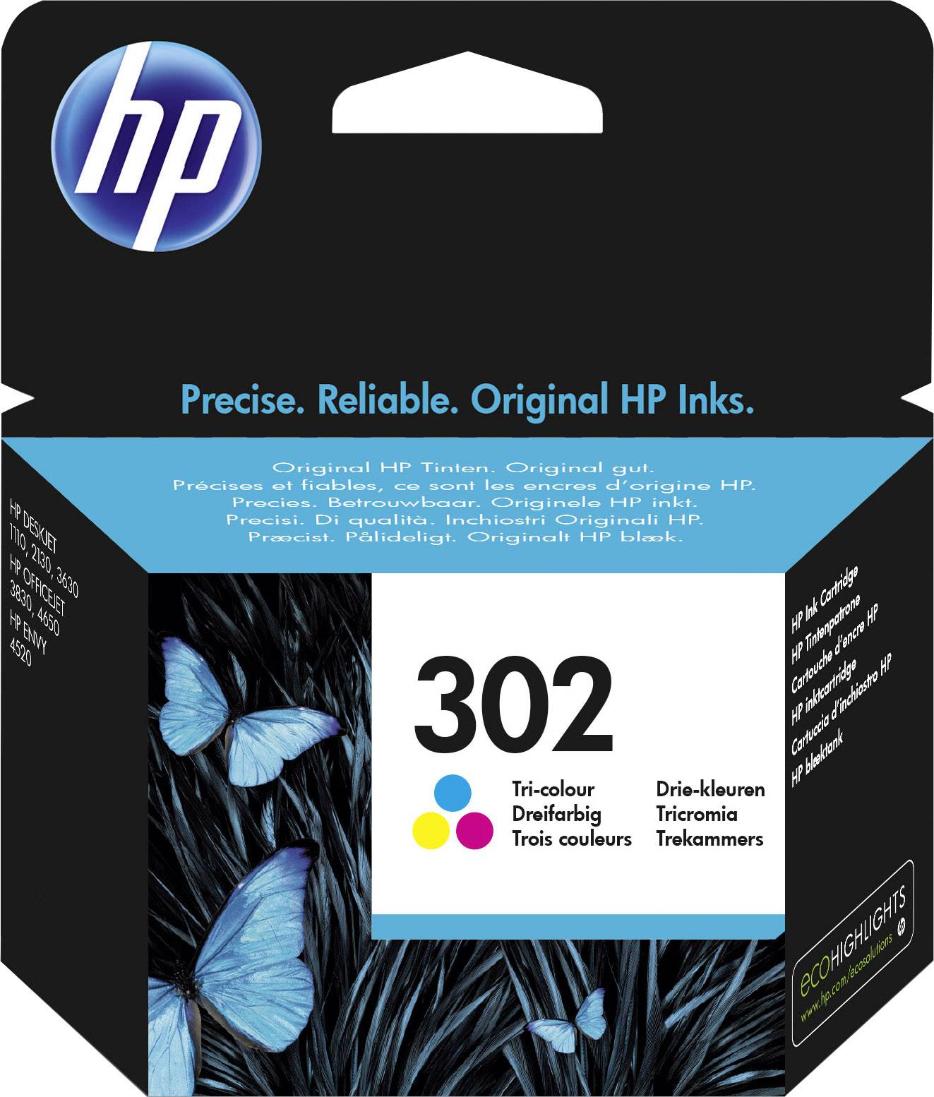 HP 302 Inktcartridge Origineel Cyaan, Magenta, Geel F6U65AE Inkt