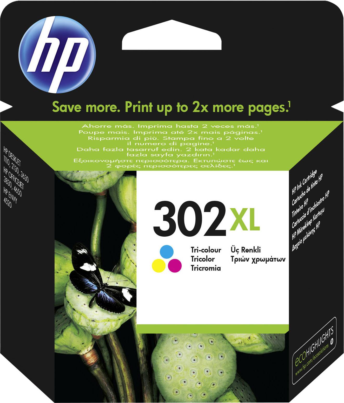 HP 302XL Inktcartridge Origineel Cyaan, Magenta, Geel F6U67AE Inkt