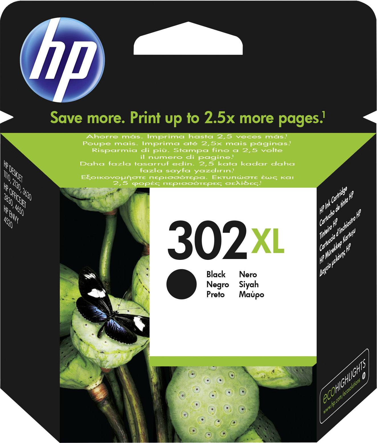 HP 302XL Inktcartridge Origineel Zwart F6U68AE Inkt