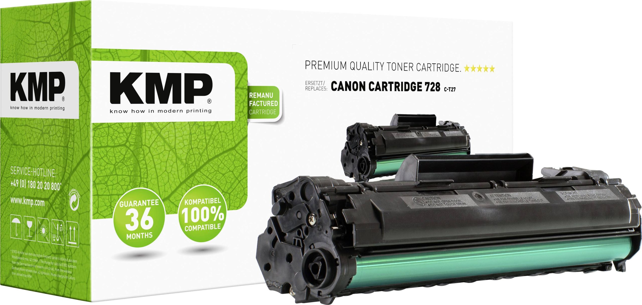 KMP Toner vervangt Canon 728 Compatibel Zwart 2300 bladzijden C-T27 1230,1000
