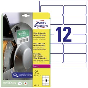 Avery-Zweckform L7913-10 Folie-etiketten 99.1 x 42.3 mm Polyethyleen folie Wit 120 stuk(s) Permanent hechtend Laser (kle Avery-Zweckform L7913-10 Folie-etiketten 99.1 x 42.3 mm Polyethyleen folie Wit 120 stuk(s) Permanent hechtend Laser (kle