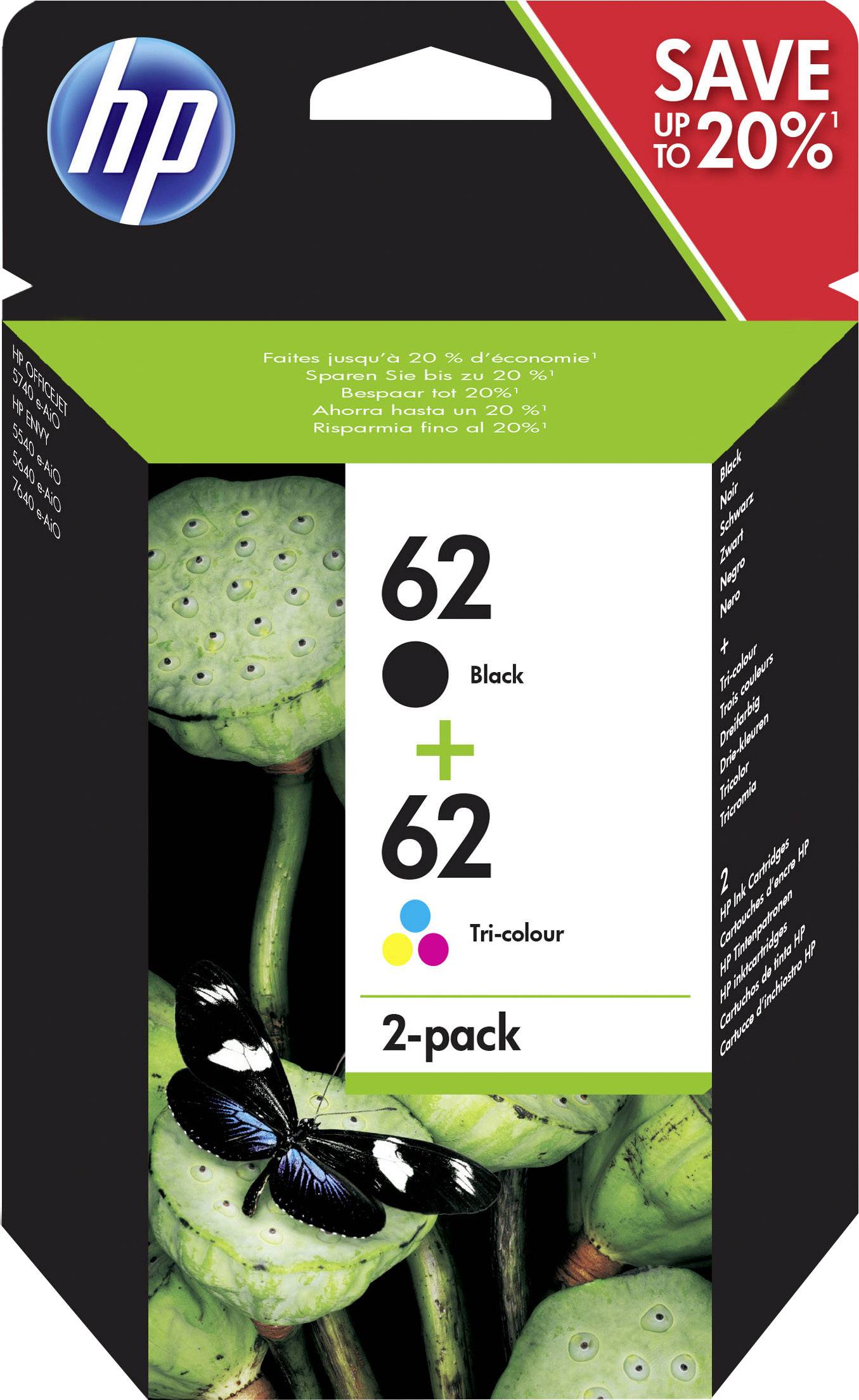 HP Inktcartridge 62 Origineel Combipack Zwart, Cyaan, Magenta, Geel N9J71AE Inkt