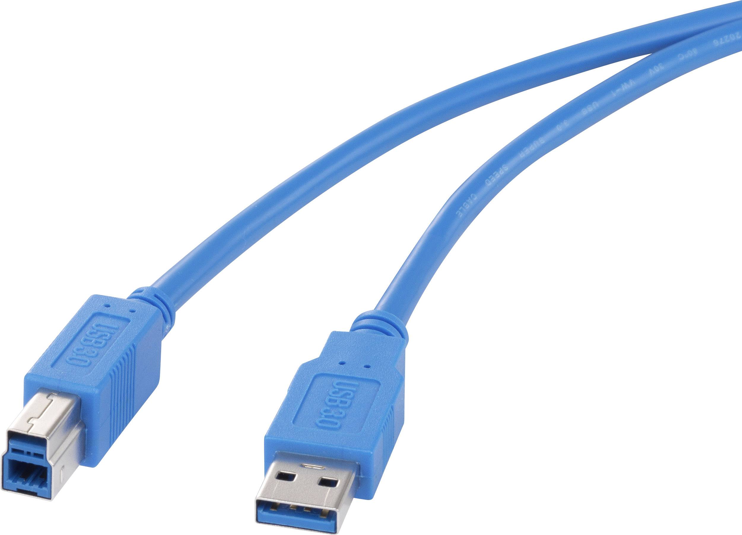 Renkforce RF-4260504 USB-kabel USB 3.2 Gen1 USB-A stekker, USB-B stekker 1.80 m Blauw Vergulde steekcontacten