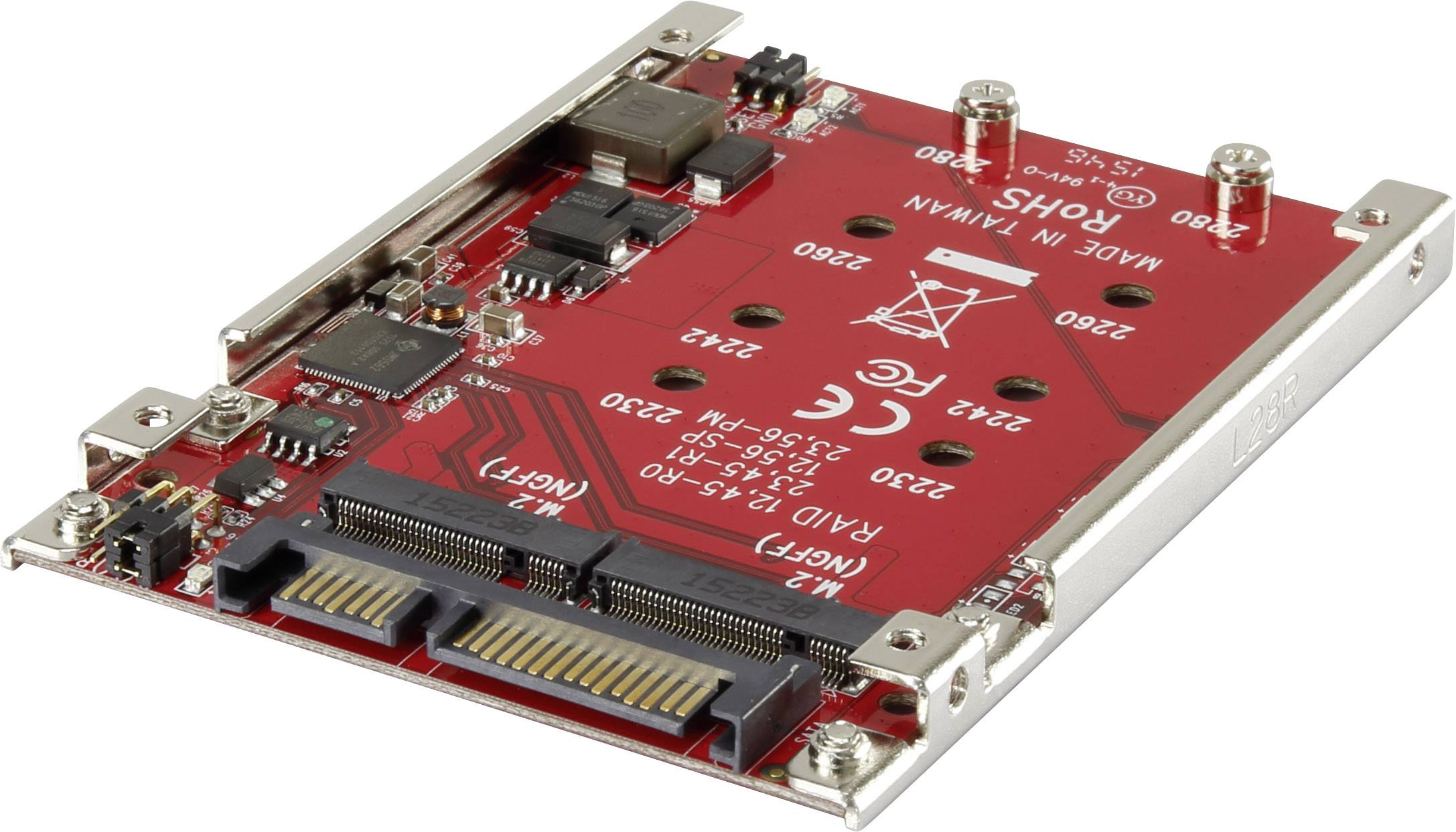Renkforce RF-2841812 2 poorten RAID-controller Geschikt voor: 2230, 2242, 2260, 2280 Incl. inbouwframe