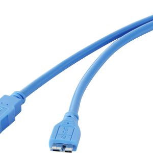 Renkforce USB 3.2 Gen 1 (USB 3.0) 1.00 m Blauw Vergulde steekcontacten [1x USB 3.2 Gen 1 stekker A (USB 3.0) – 1x Micro-