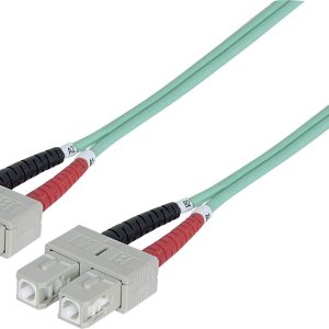 Intellinet 750837 Glasvezel Optische vezel Aansluitkabel 2.00 m Turquoise [1x SC-stekker – 1x SC-stekker] 50/125 µ Multi
