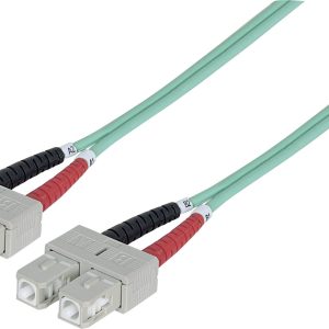 Intellinet 750844 Glasvezel Optische vezel Aansluitkabel 5.00 m Turquoise [1x SC-stekker – 1x SC-stekker] 50/125 µ Multi