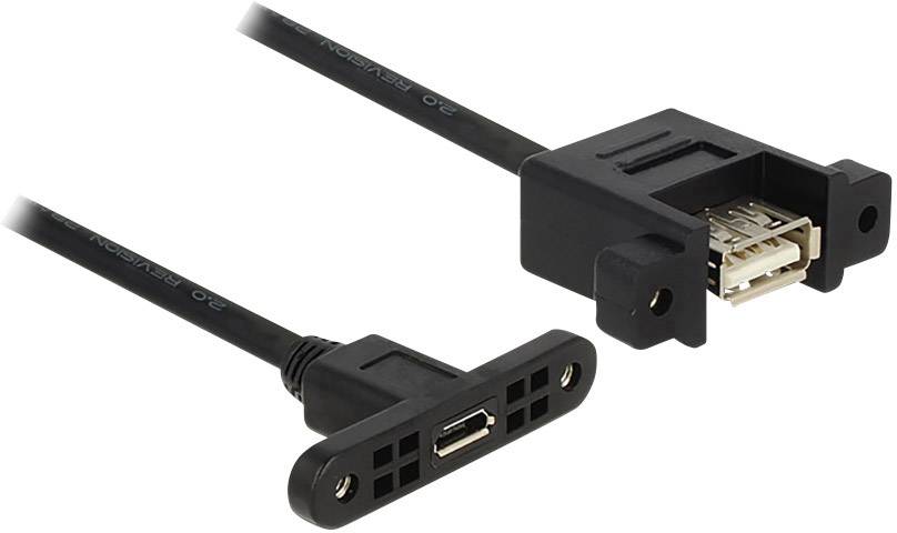 Delock 85109 USB-kabel USB 2.0 USB-micro-B bus, USB-A bus 0.25 m Zwart