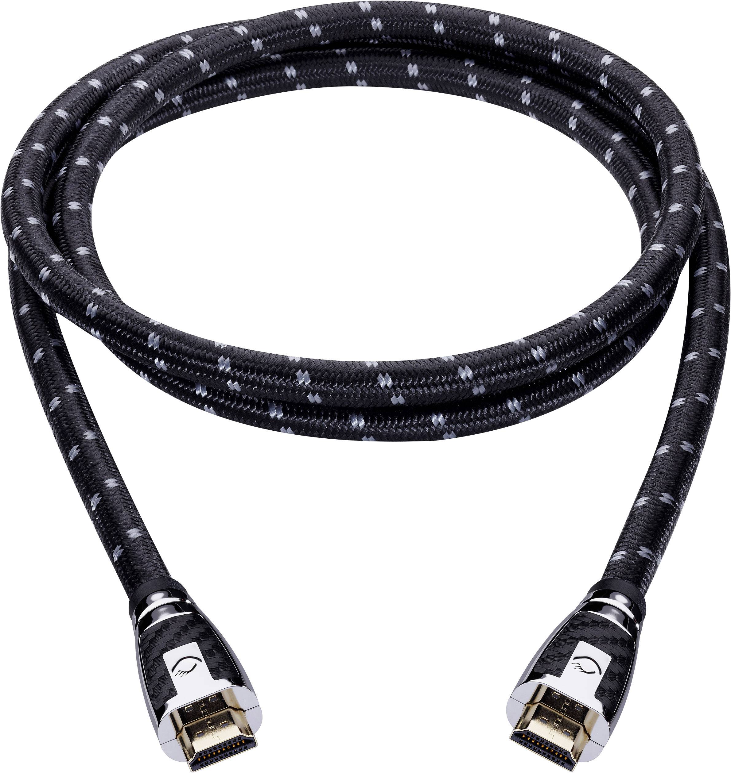Oehlbach 11429 HDMI-kabel HDMI Aansluitkabel HDMI-A-stekker, HDMI-A-stekker 15.00 m Zwart, Grijs 4K UHD, Vergulde steekc