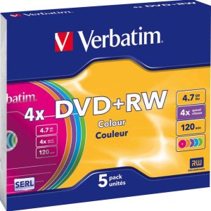 Verbatim 43297 DVD+RW disc 4.7 GB 5 stuk(s) Slimcase Gekleurd